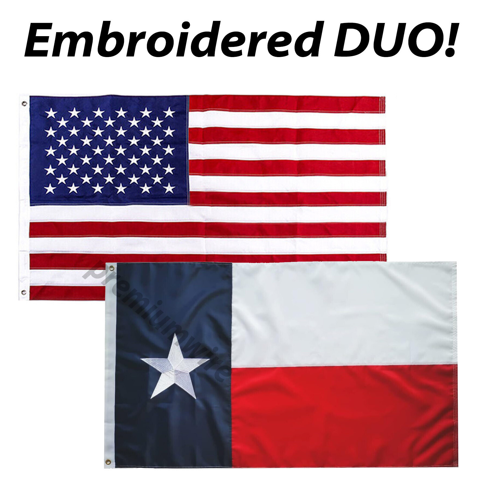 American and Texas State Flag Combo SET 3X5 FT 150D POLYESTER