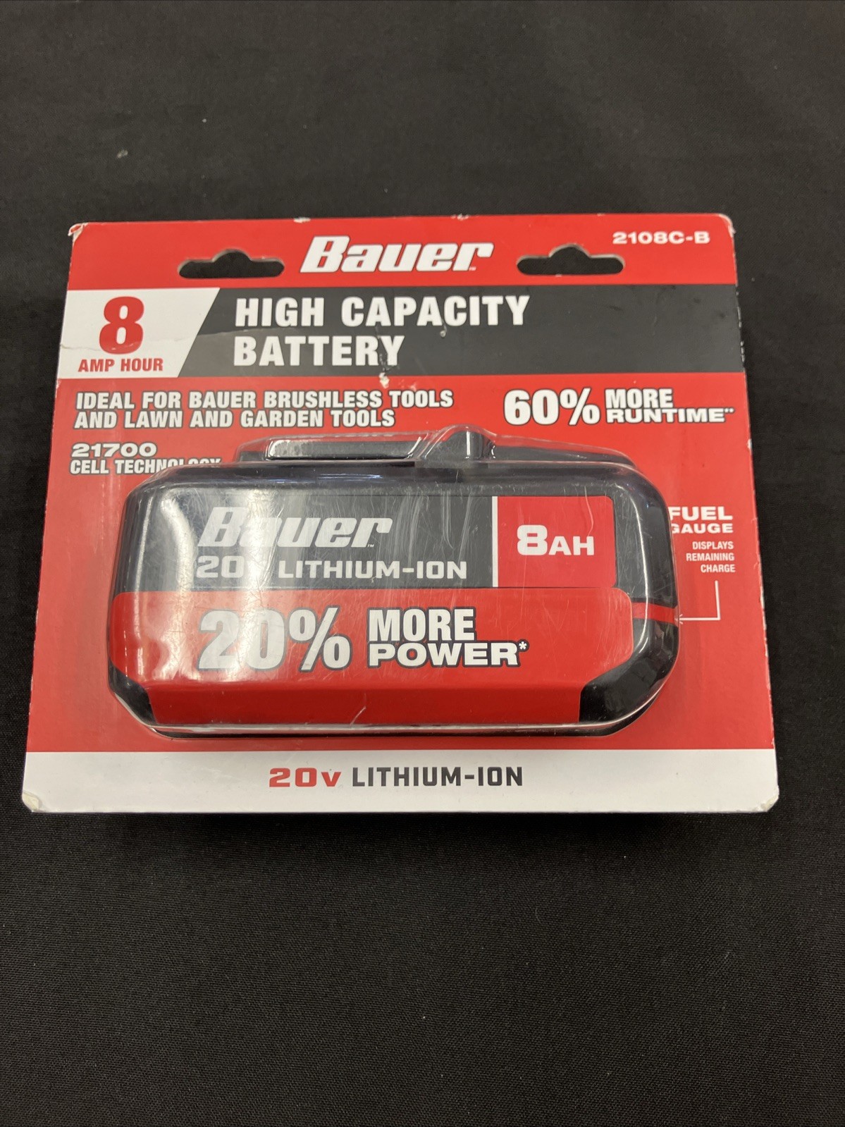 BAUER 20V 8.0 AH High Capacity Lithium-Ion Battery 2108C-B, UPC: 193175520463
