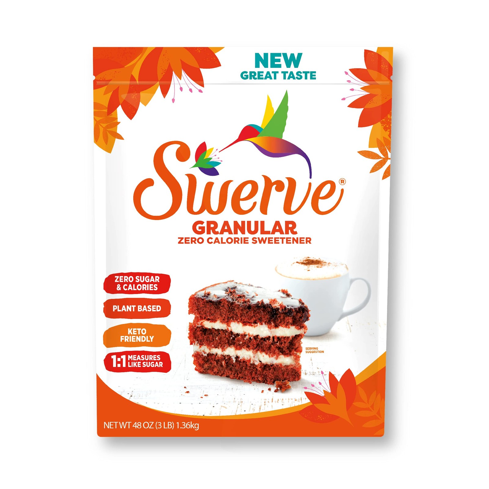 Swerve Ultimate Sugar Replacement Sweetener Granular Sugar Substitute 48 ounces