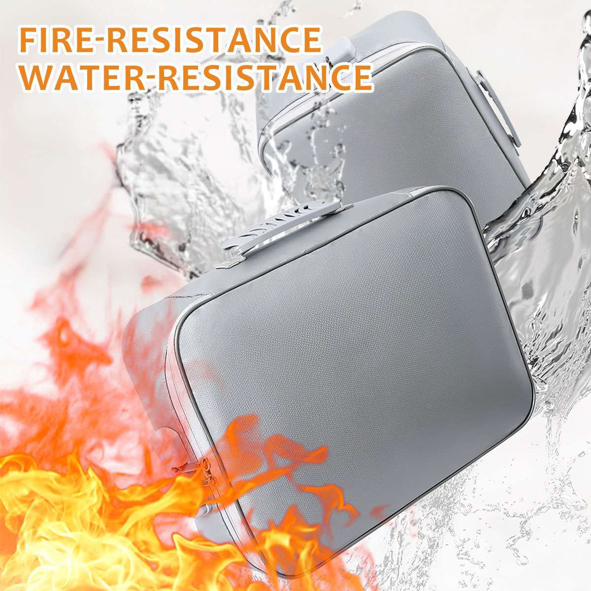 Fireproof Document Bag 13.8*10.2*4.7in Waterproof Safe Cash Money Pouch Storage