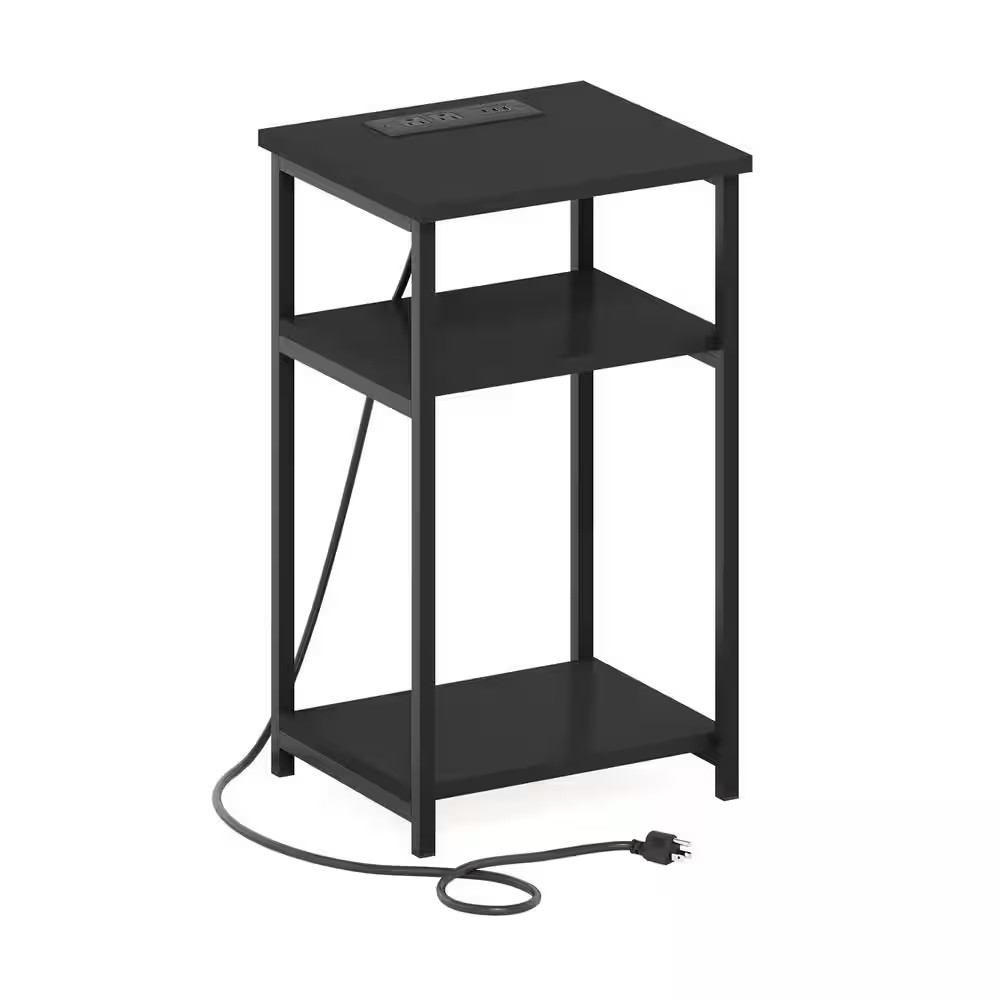 Moretti 13.9 In. Americano Rectangle Wood 3-Tier End Table with USB and Type-C C