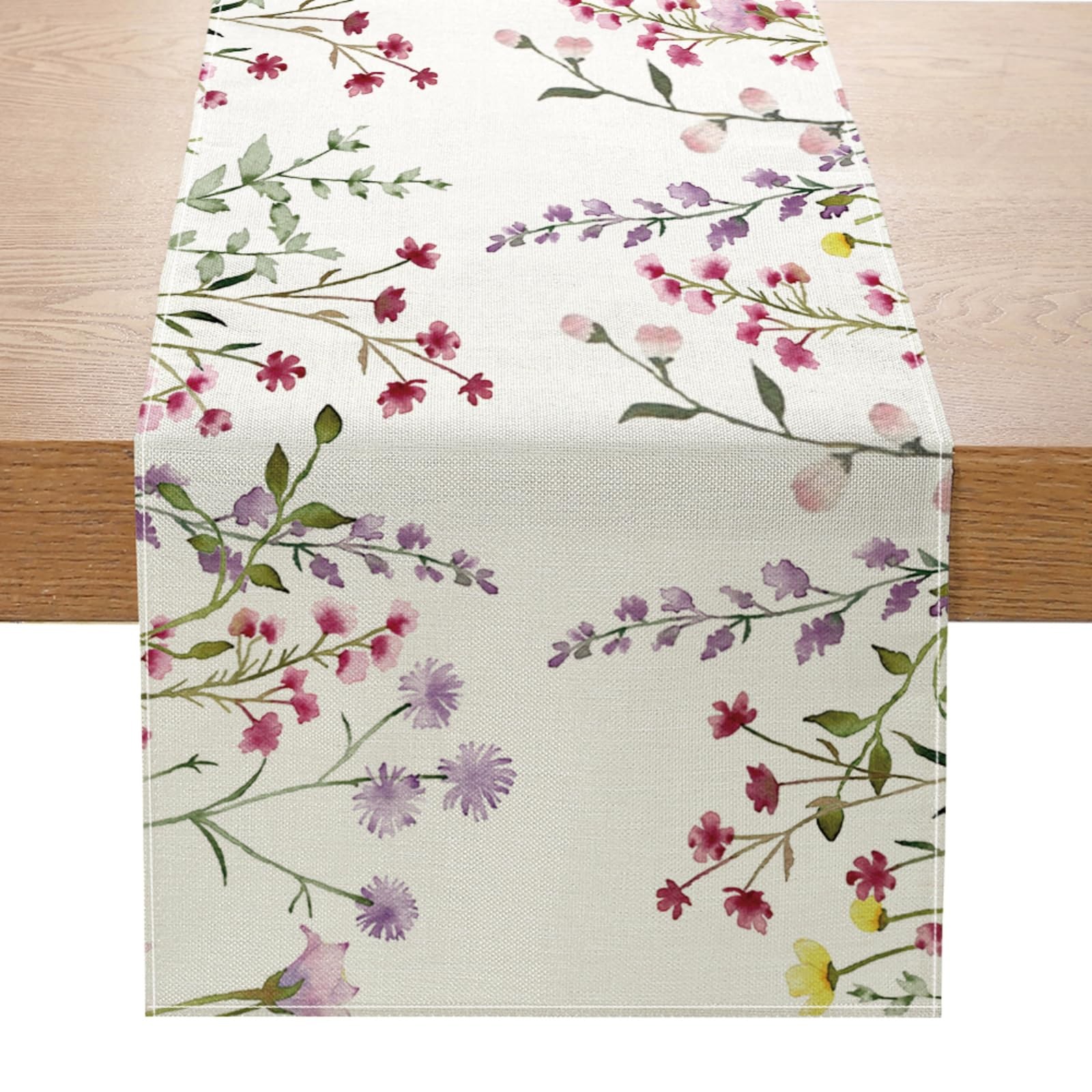 ZCHOMI Wildflower Bloom Floral Table Runner 13×72 Inch 13″W x 72″L, Red