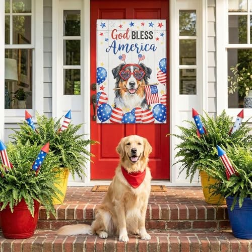 Funny Australian Shepherd Flag Memorial Day Independence Day House Flag for
