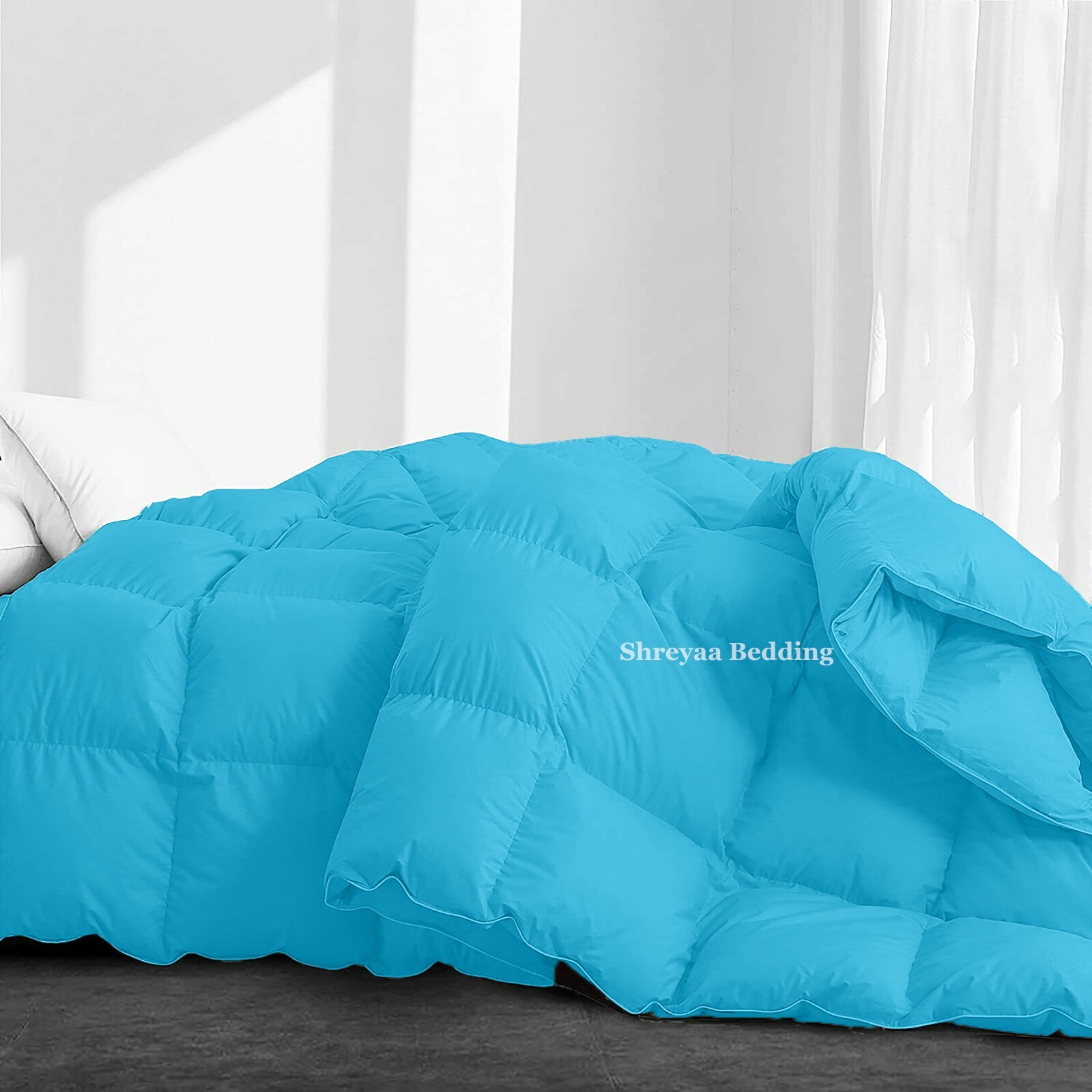 Aqua Blue Solid Down Alternative Comforter OR Sets 1000 TC Egyptian Cotton
