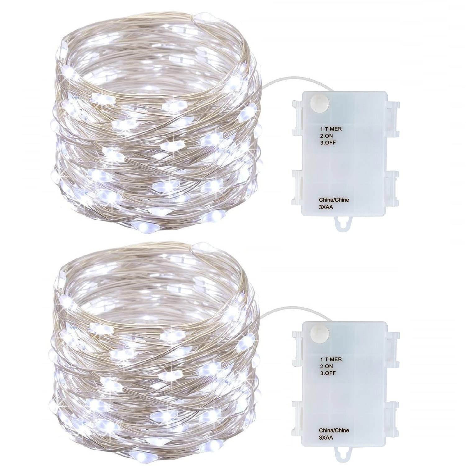2 Pack 18Ft Battery Operated Mini String Lights with 6 Hrs Timer, Orange