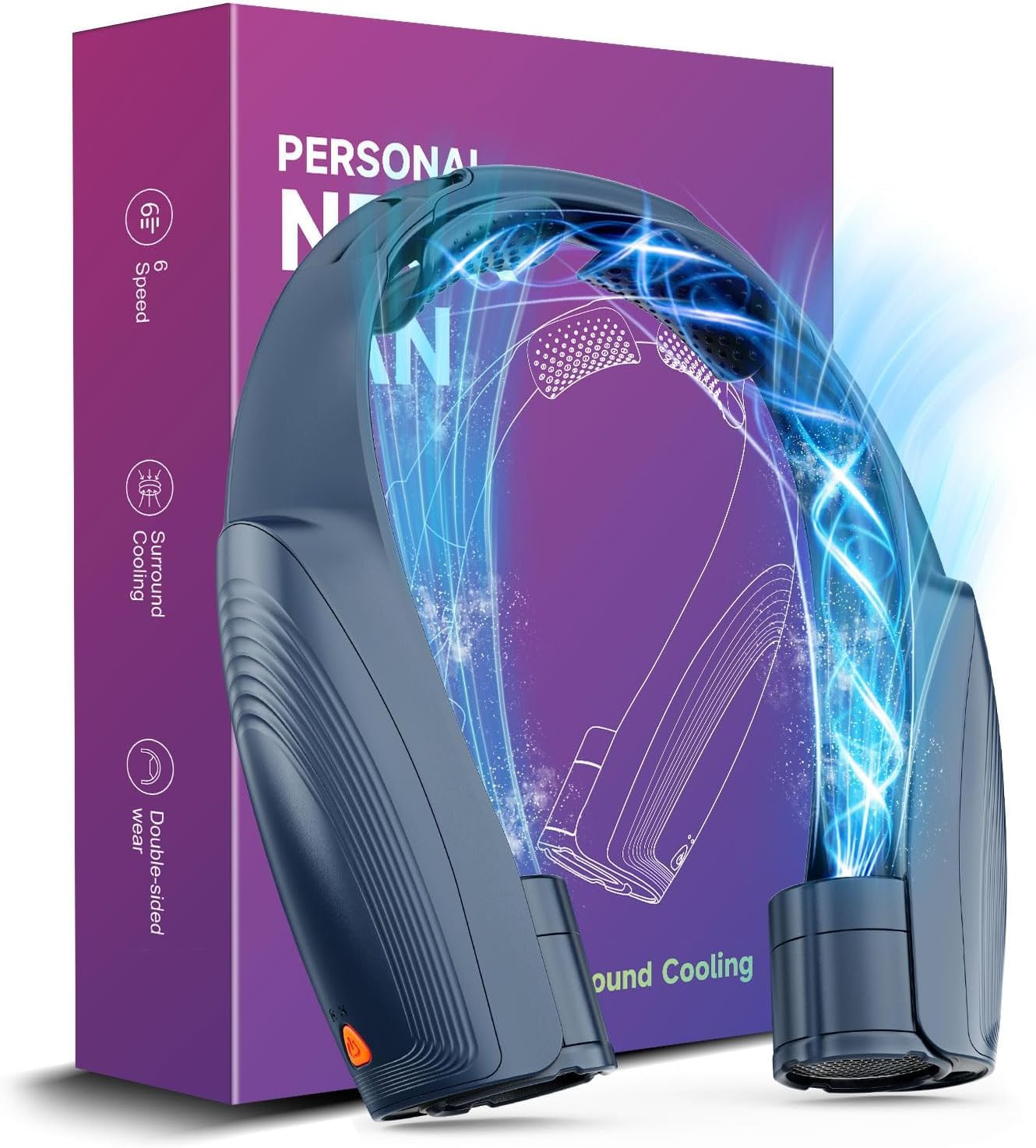 8000Mah Portable Neck Fan with 6 Powerful Speeds Fast Shipping