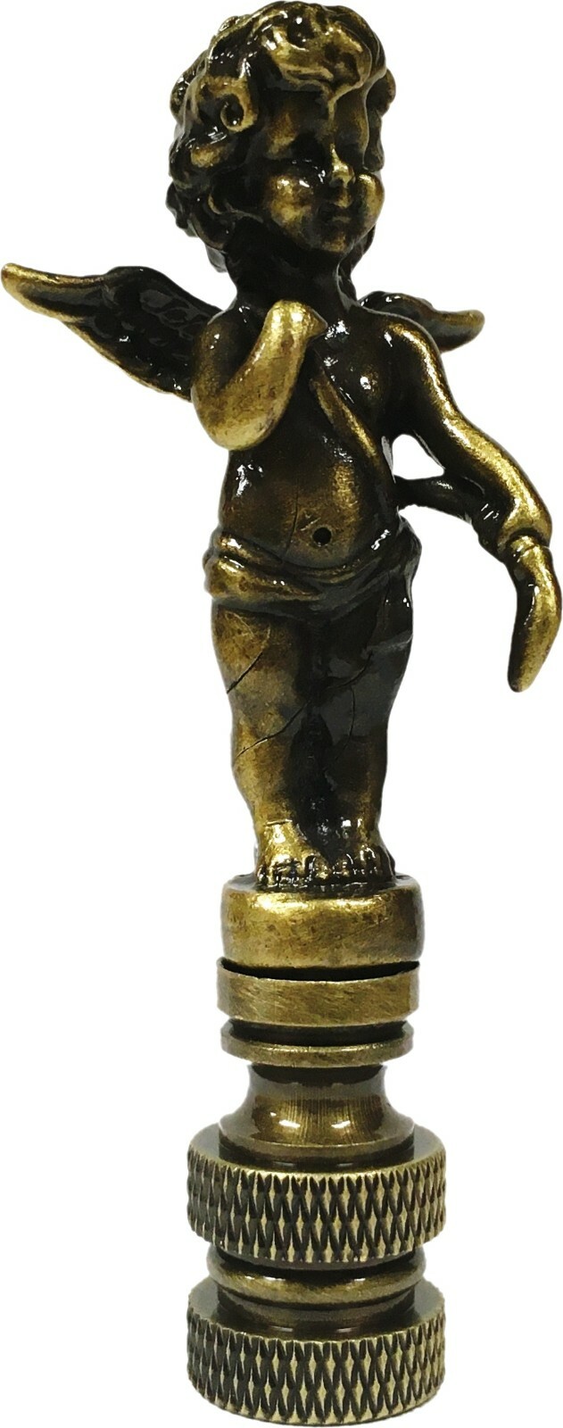 Lamp Finial-CHERUB-Aged Brass Finish, Highly detailed metal casting