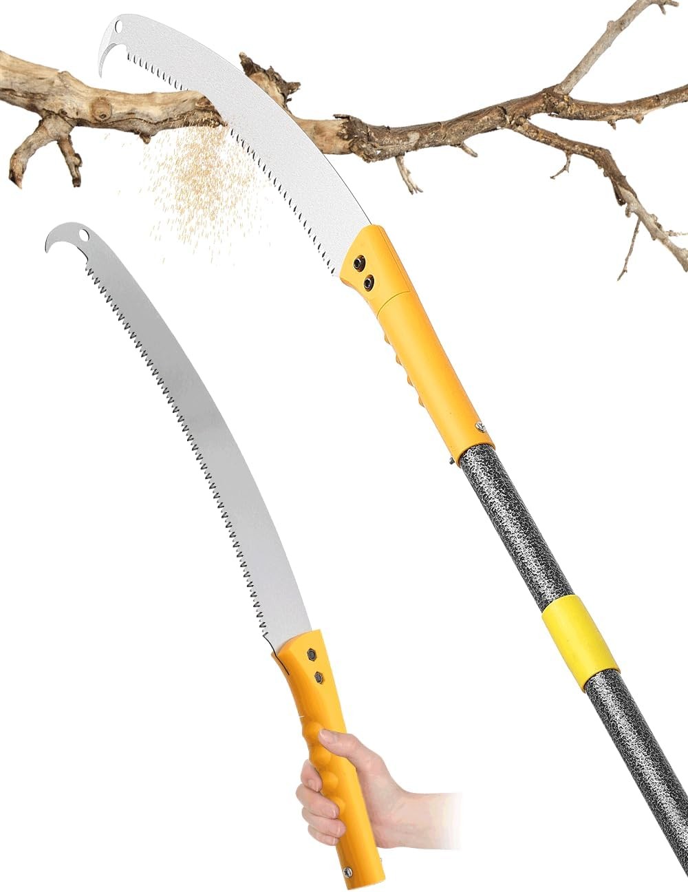 11.4FT Pole Saws for Tree Trimming: 2-In-1 Pole Saw with with Adjustable Length
