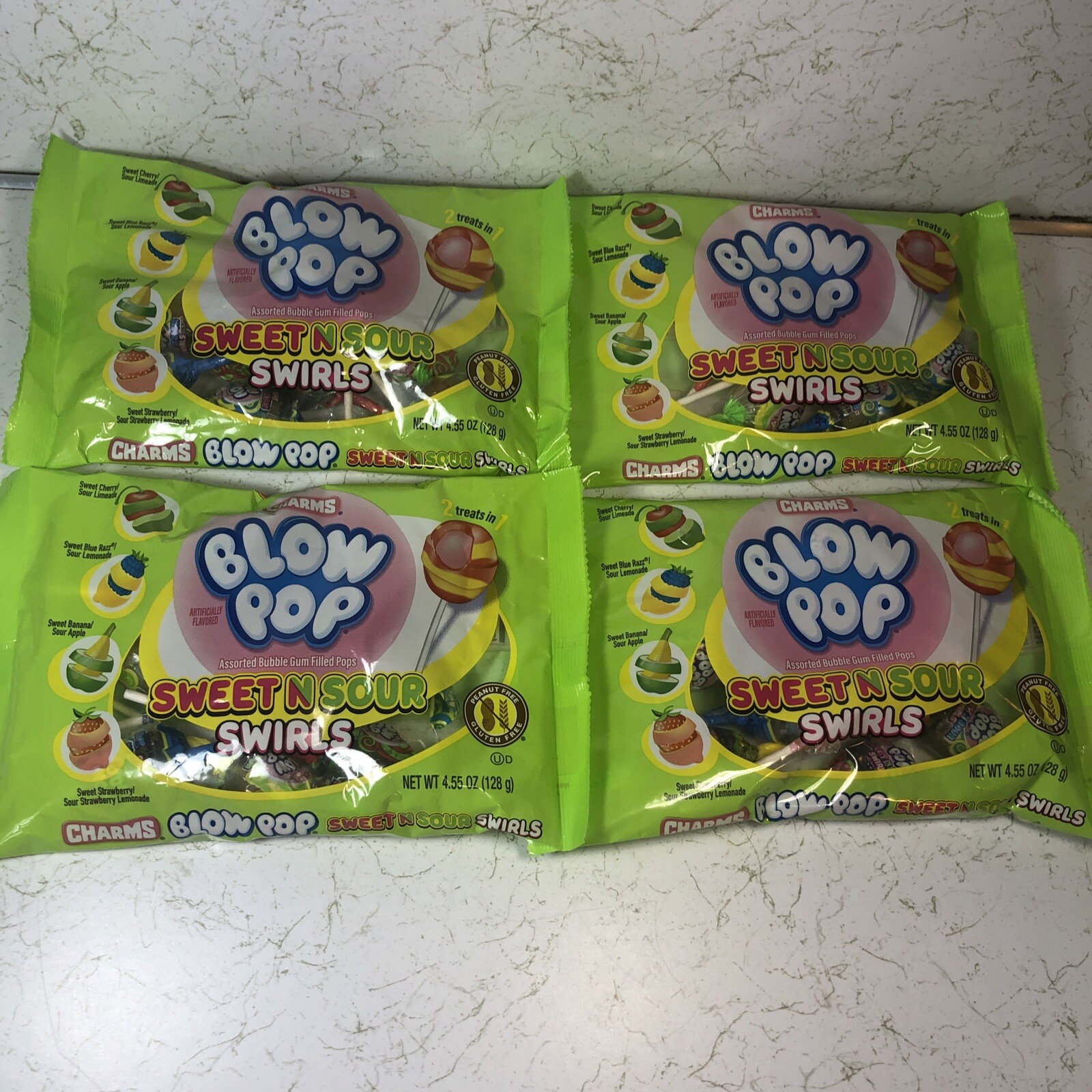 4 PACK * Charms BLOW POP SWEET N SOUR SWIRLS 4.55oz • HARD TO FIND • Gluten Free