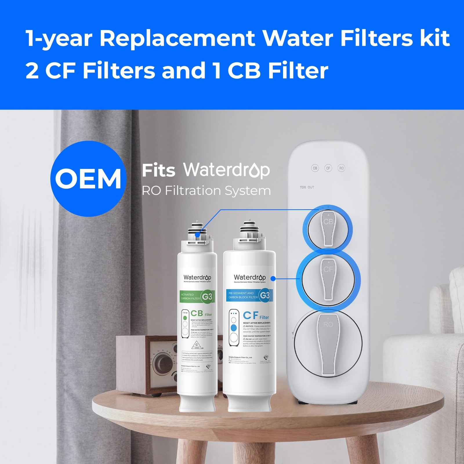 Waterdrop G3 Replacement Filter 1-Year Combo Pack Of 2 Wd-G3-Cf Filters And 1