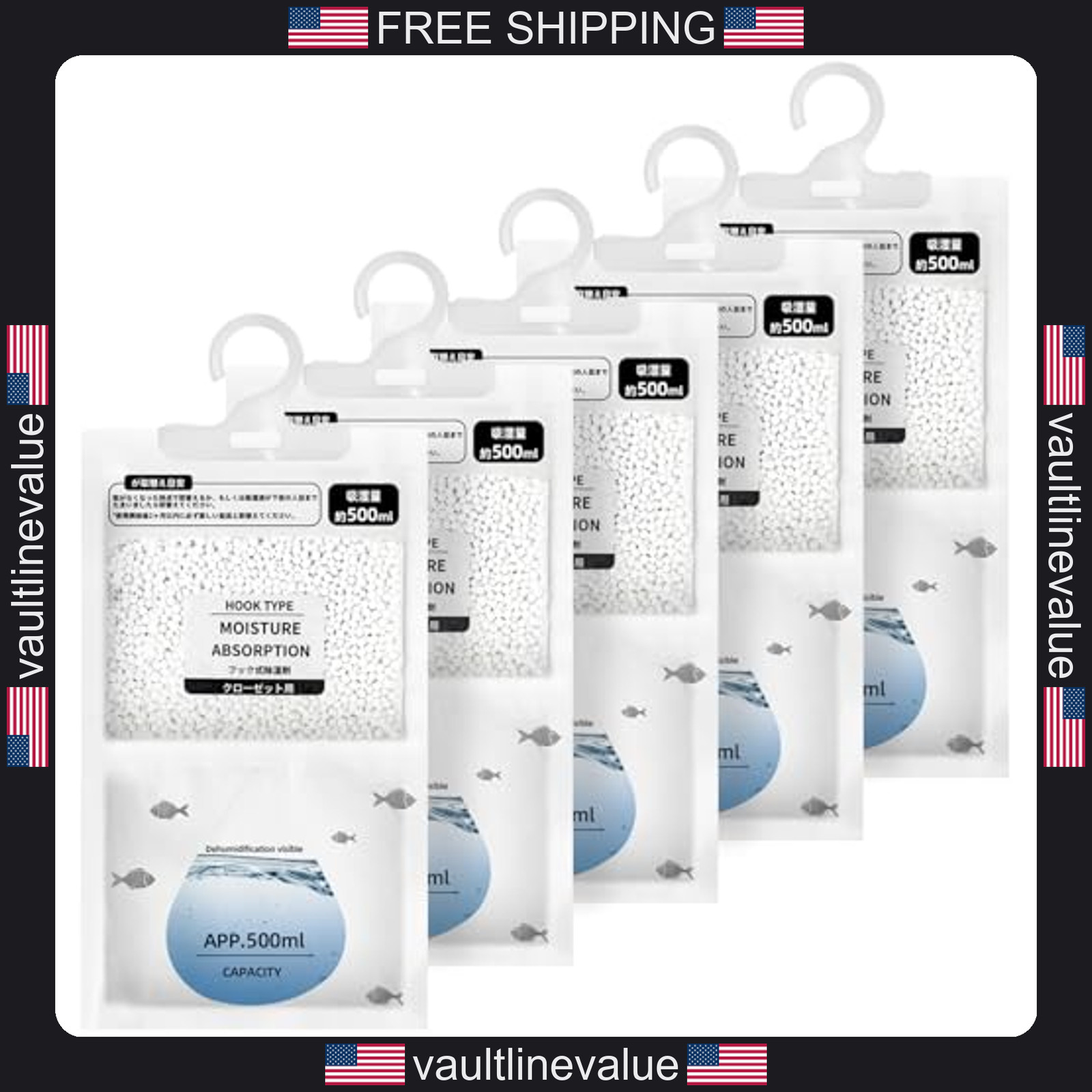 5 Hanging moisture absorbers dehumidifier bags fragrance free for closet bedroom