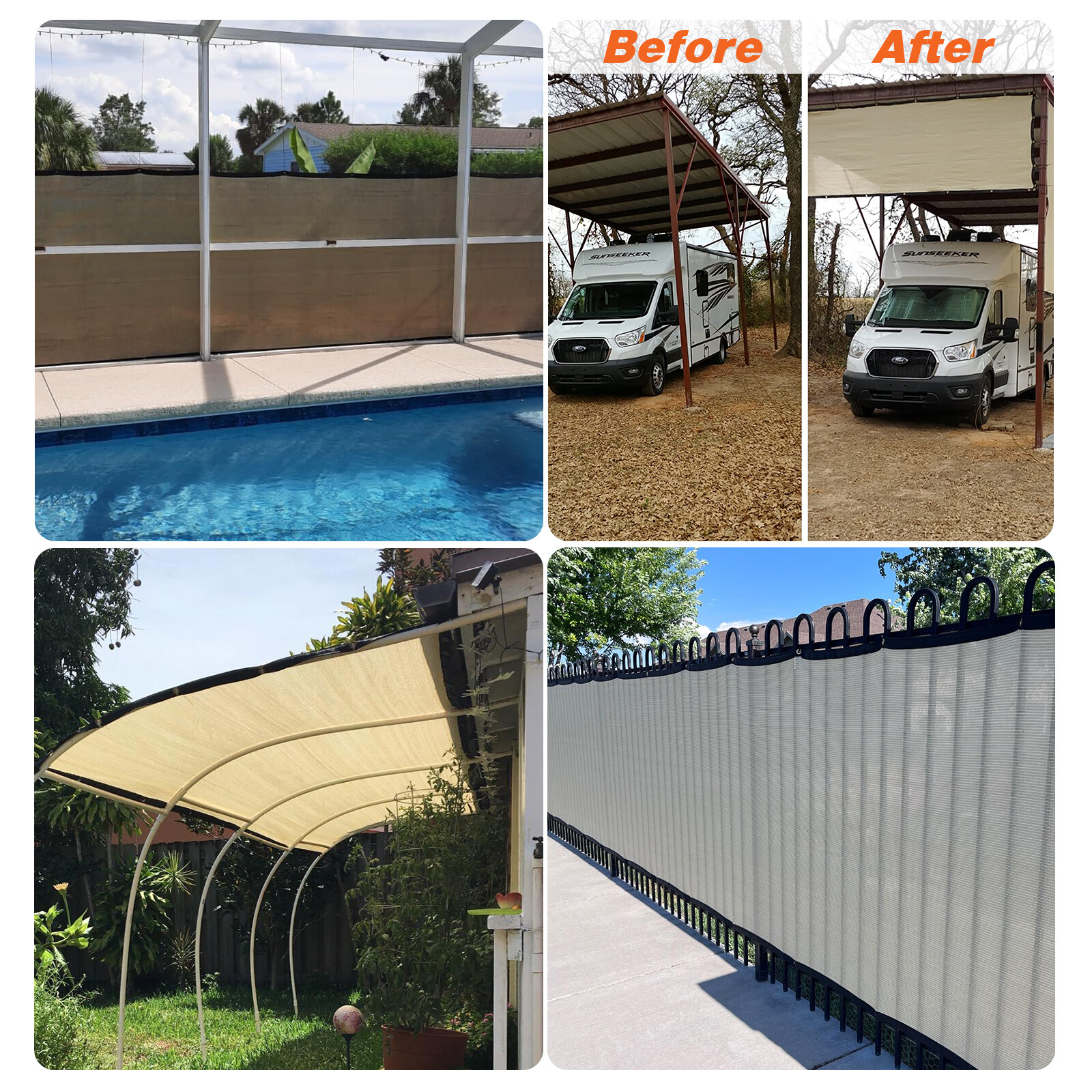 4′ 5′ 6′ 8′ Tall Fence Windscreen Privacy Screen Shade Cover Mesh Garden-Black