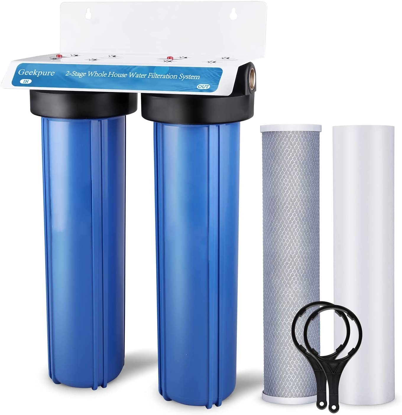 Geekpure 2 Stage Whole House Filter System-1″ NPT 4.5″ x 20″ box broken/item new