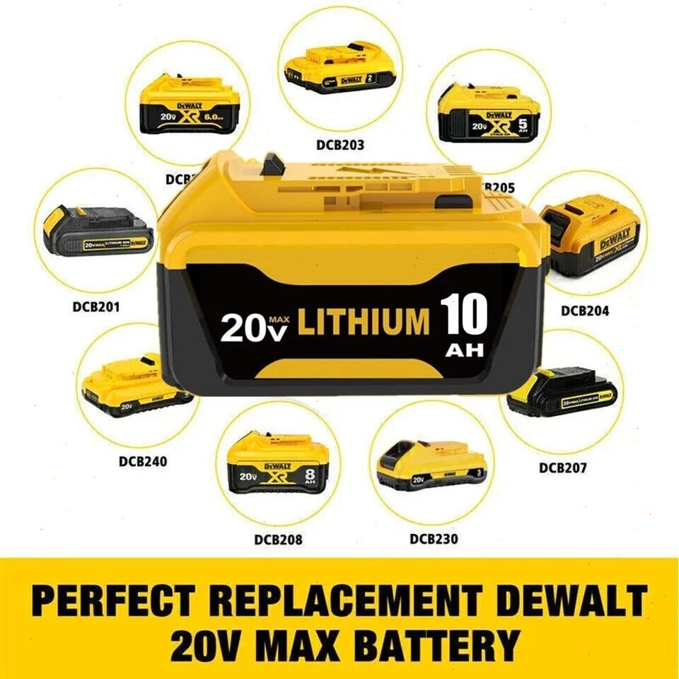 2PACK 10PACK For DeWALT DCB210-2 20V MAX XR 10.0 AH Lithium-Ion Battery DCB206