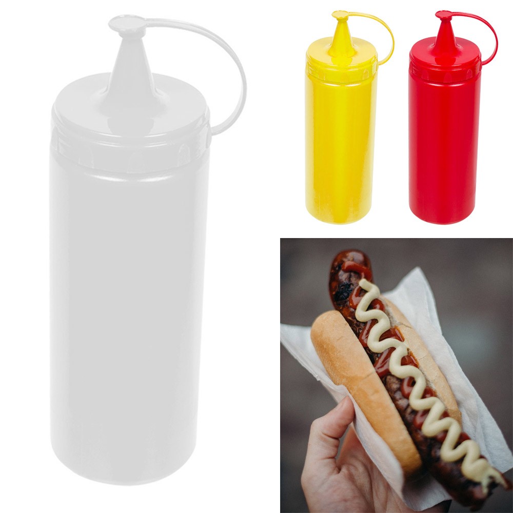 2 PC 13oz Plastic Squeeze Bottle Condiment Ketchup Mustard Oil Mayo Sauce Colors