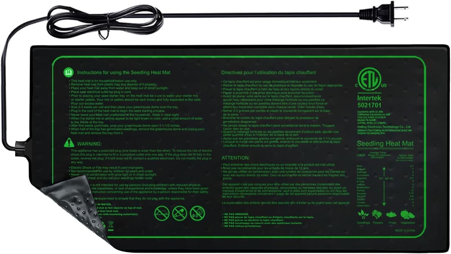 MET Seedfactor Warm Hydroponic Heating Pad for Indoor Home Gardening SeedStarter