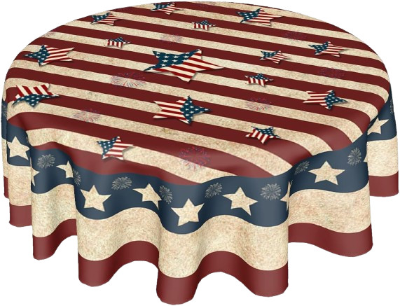 American Flag Tablecloth Round 60 Inch 4th of July Memorial Day Patriotic Table