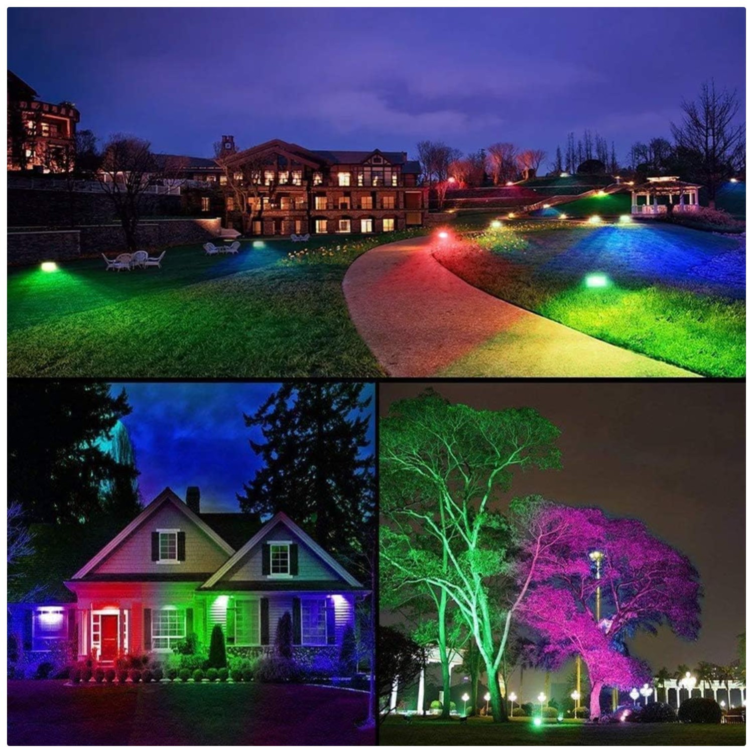 Outdoor Color Changing Stage Light 2-Pack, 300W Equivalent