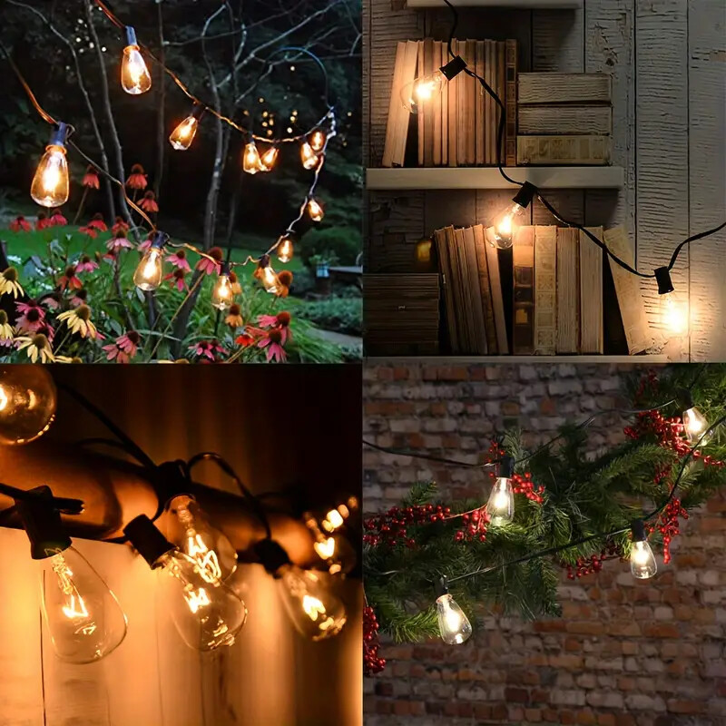 10FT String Lights With 10pcs E12 ST38 LED Plastic Bulbs Garden Holiday Decor