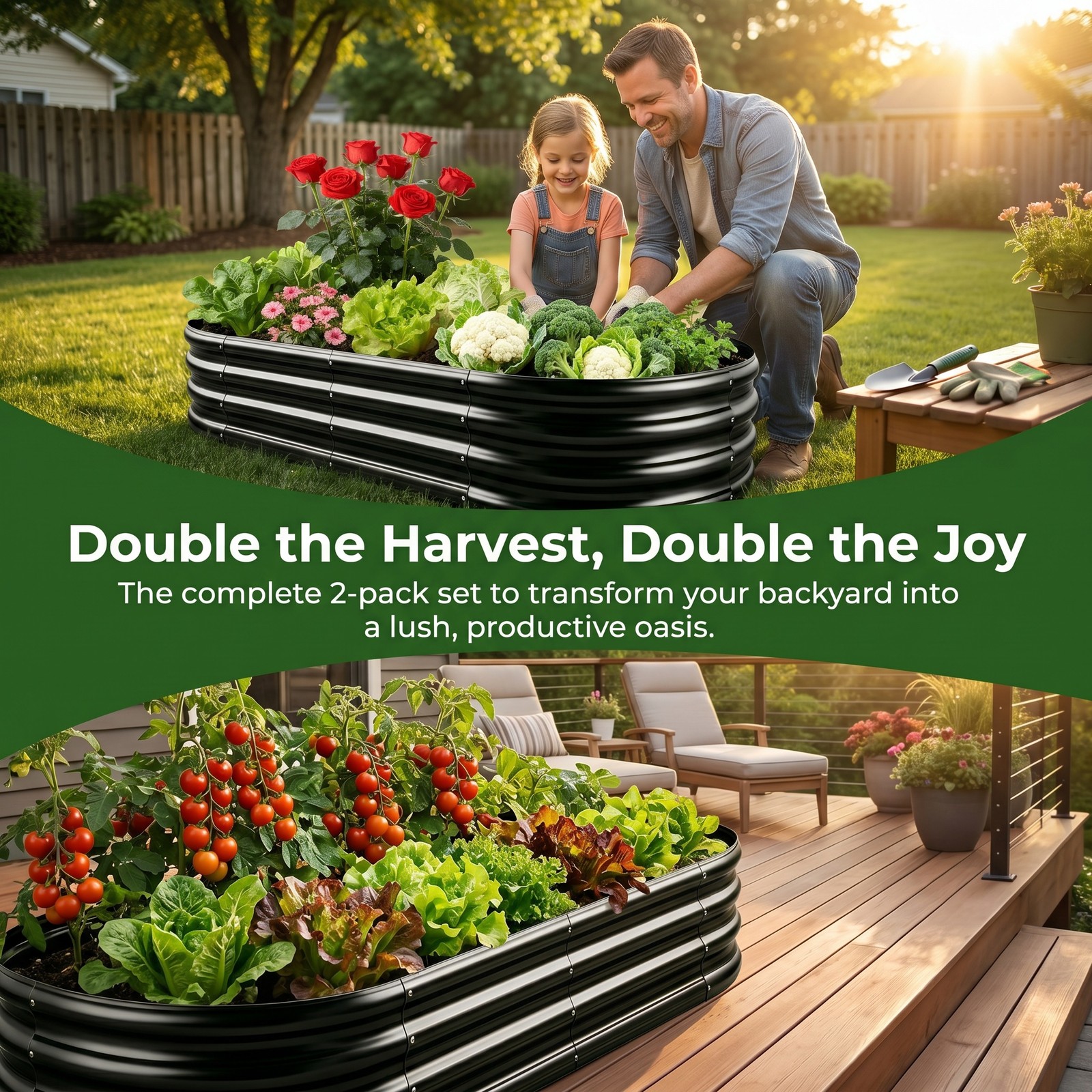 1 Pack Galvanized Raised Garden Bed Kit Oval Metal Planter Boxes Outdoor