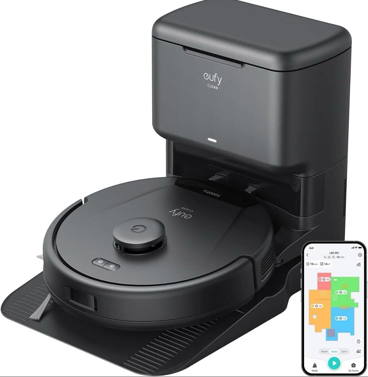 New Eufy L60 Robot Vacuum Self Empty Station, Hair Detangling, 5000 Pa