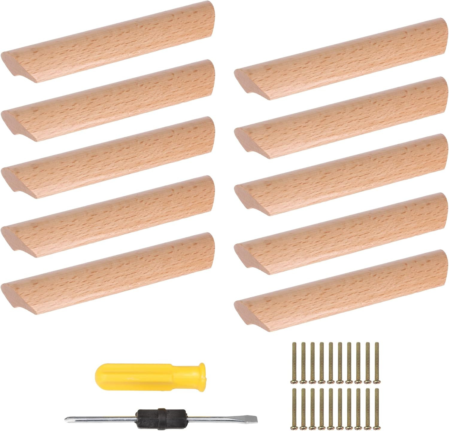 Wooden Pull Solid Wood Drawer Handles for Kitchen Cabinet Dresser Door Pack of 1