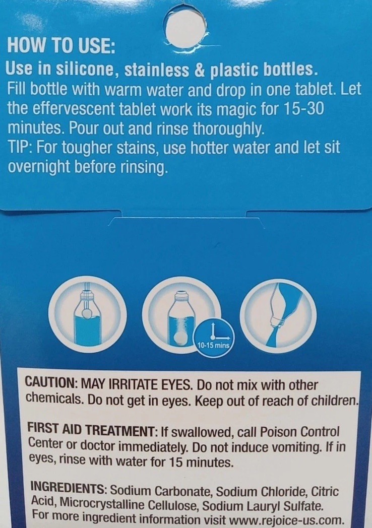 Bottle Cleaner Tablets 1pk 12pcs Cleans Water Bottles,Coffee/ Metal Tumblers-NEW