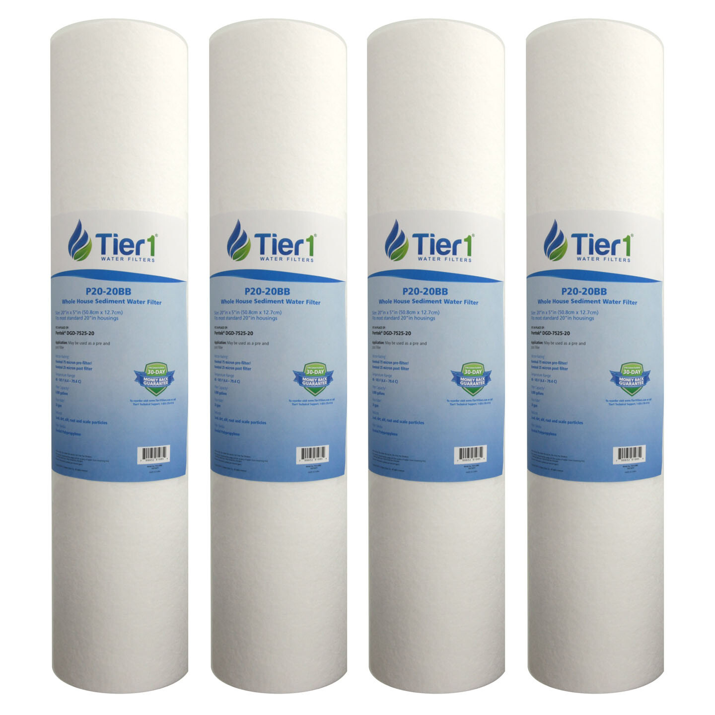 20 x 4.5 Inch DGD-7525 20 Micron Polypropylene Sediment Water Filter 4 Pack