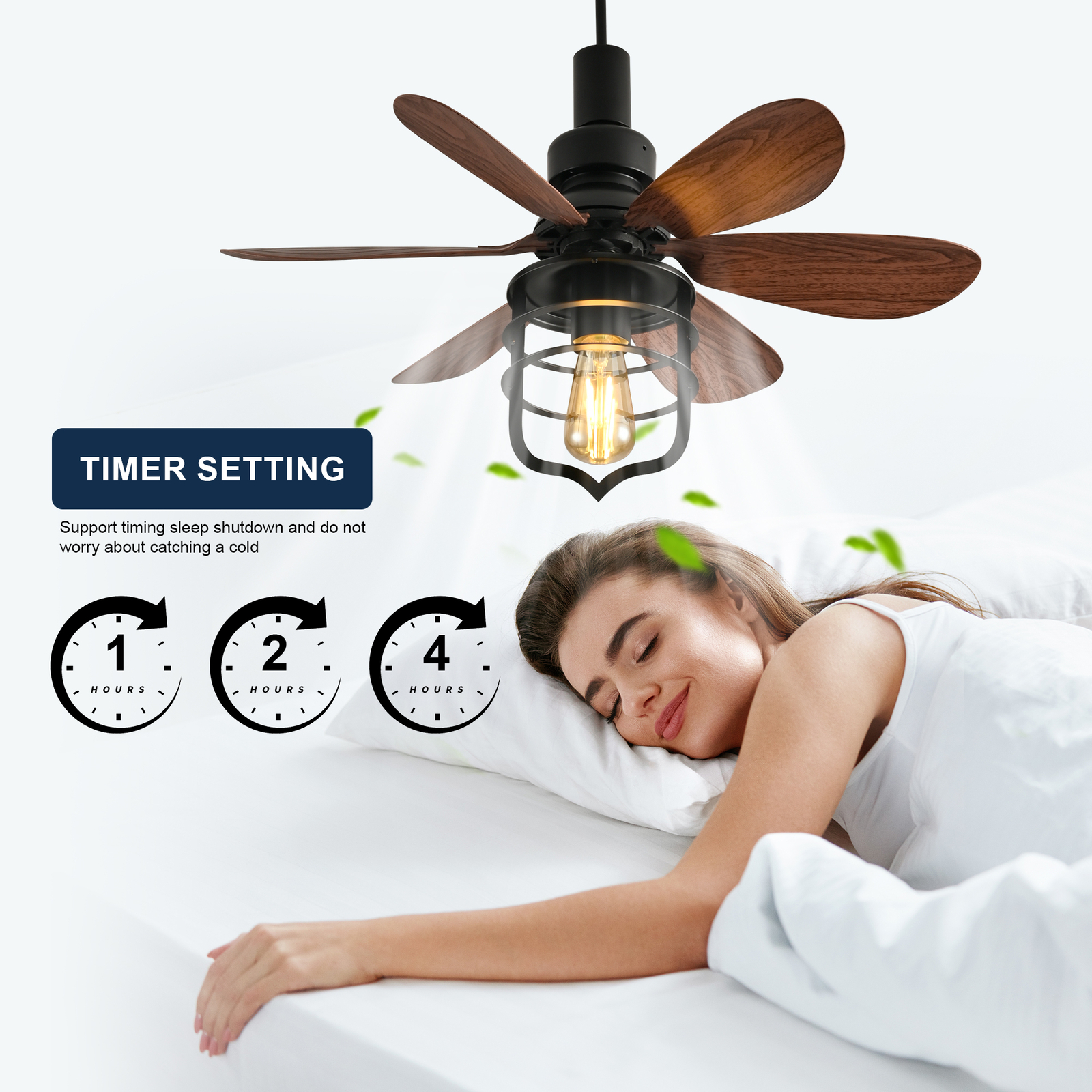20IN Ceiling Fans with Lights, Socket Fan Light with Remote For Bedroom Kitchen