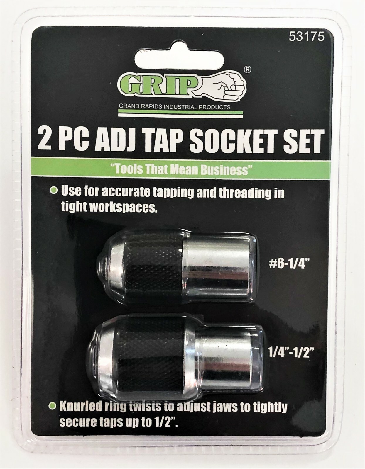 2pc GRIP TOOLS 3/8″ DR. ADJUSTABLE THREAD TAP EASY OUT SOCKET SET RATCHET #53175