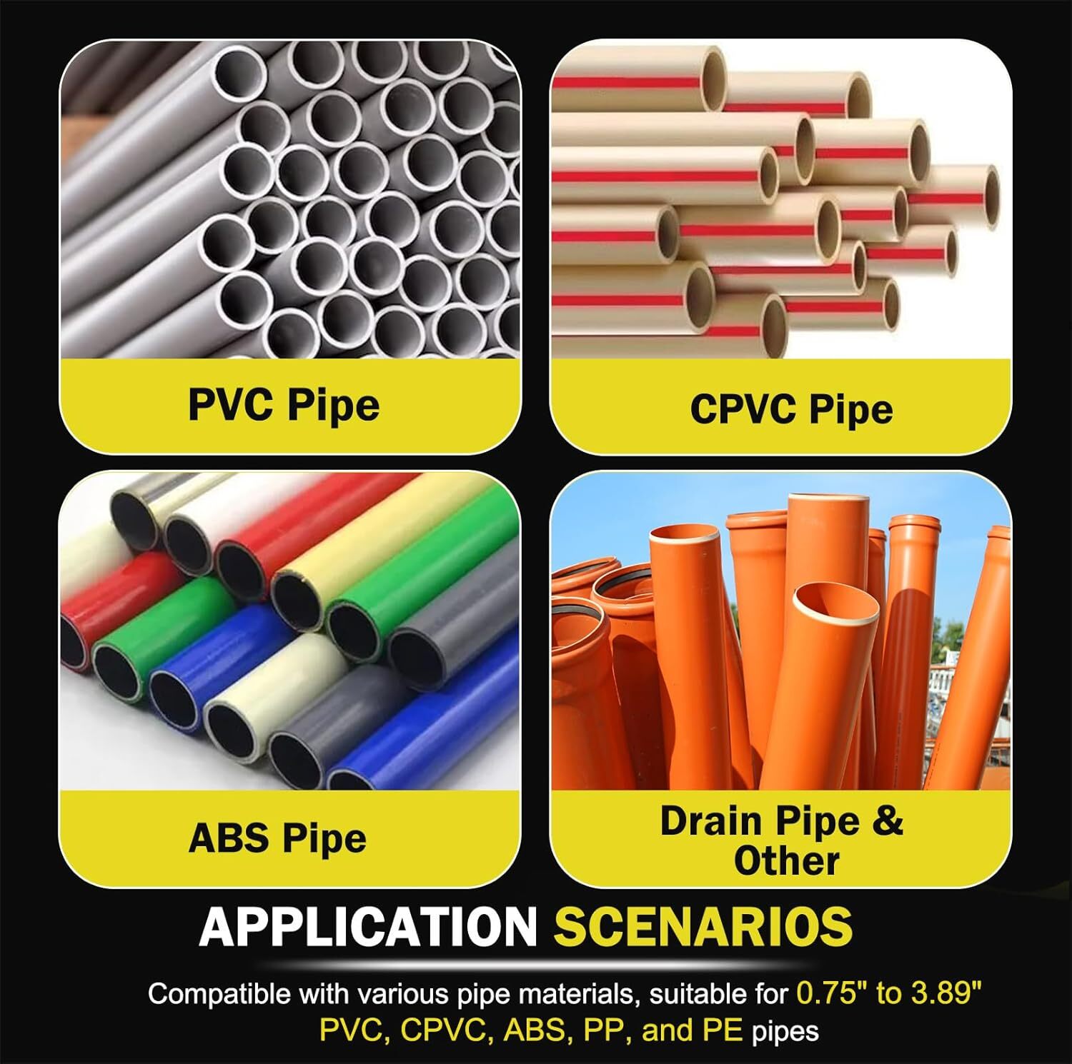 2 in 1 PVC Deburring Tool, Inner-Outer PVC Chamfer Tools for PVC/ABS/PP/PE Pipe