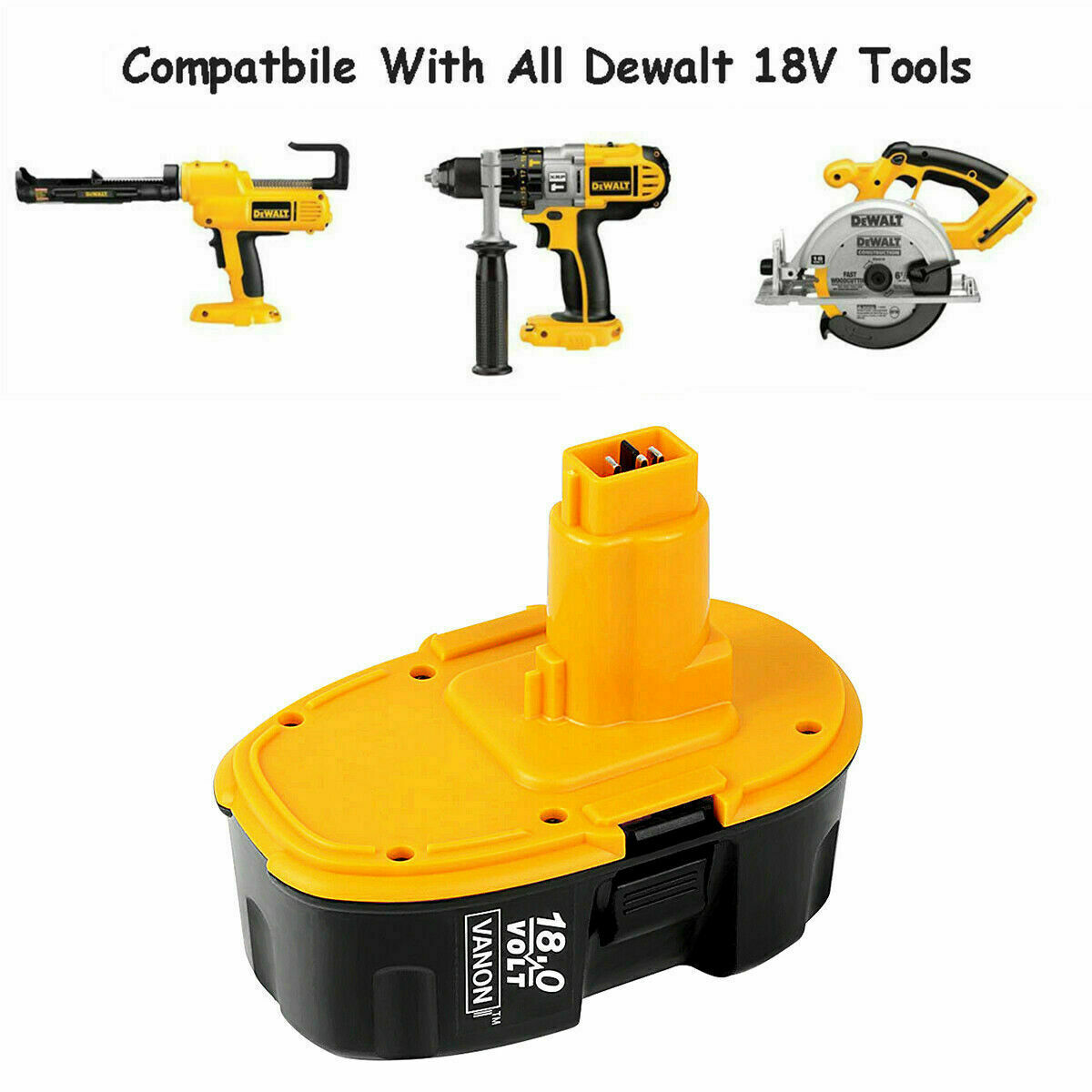 Replacement for Dewalt 18V NiMH Battery DC9099 DC970 DC9096 18V0LT Cordless Tool