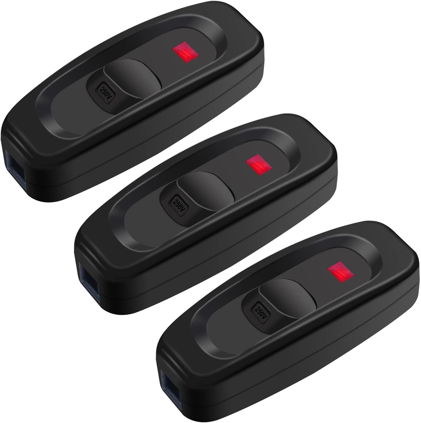 3 PCS Inline Cord Appliance Button On/Off 10A 250V Inline Power With LED light