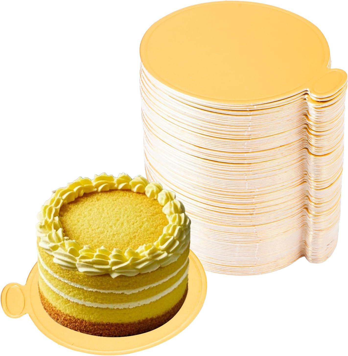 100Pcs Mini Cake Boards 3.5 Inch round Gold Cake Base Paper Cupcake Dessert Disp