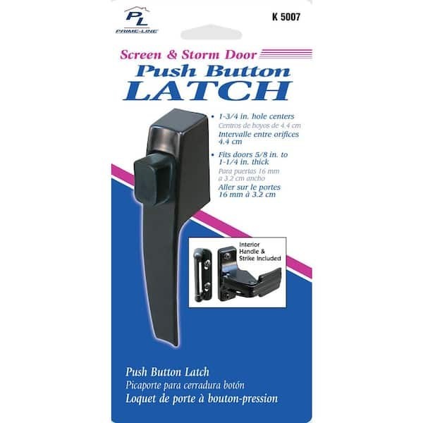 Push Button Screen Storm Door Latch Handle Set Night Lock Lever Metal Door Black