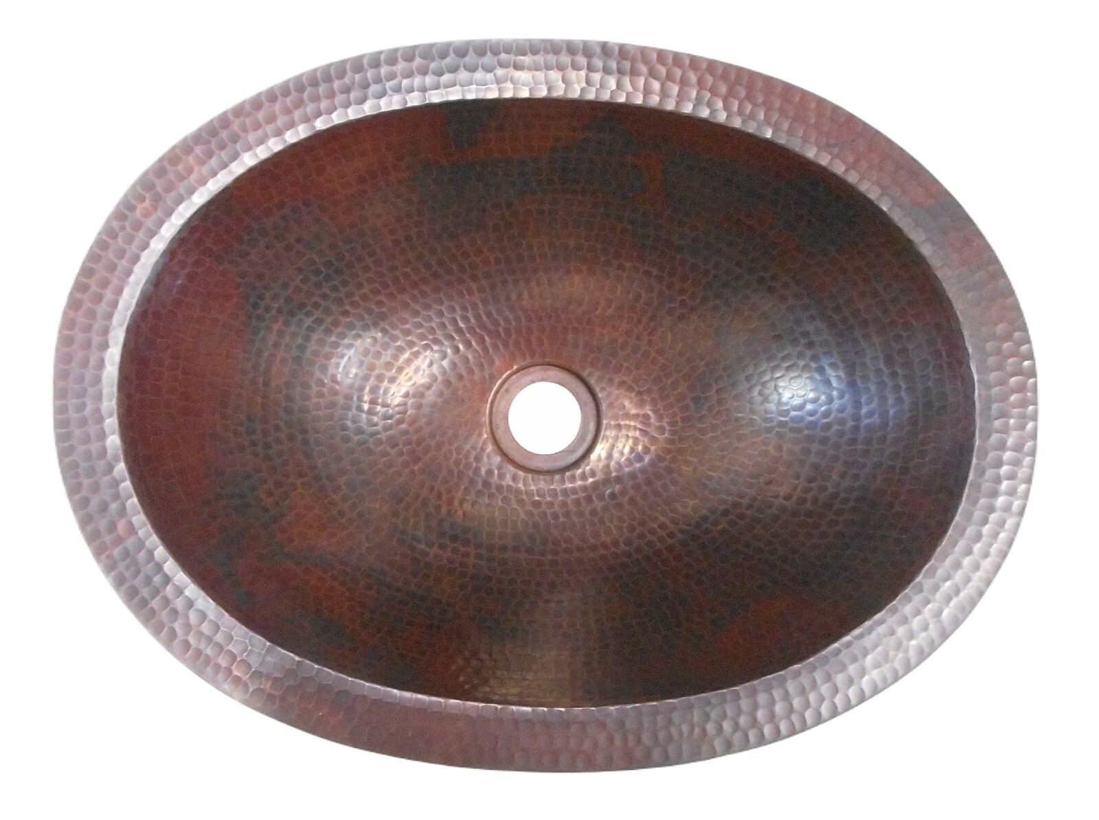 16″ Oval Rustic Copper Bathroom Sink with Pop Up Drain Perfect for Small Spaces