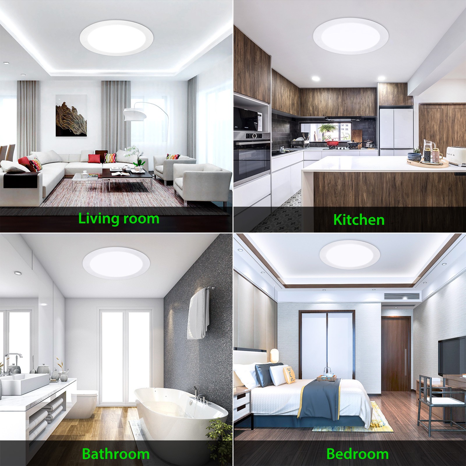 7Inch LED Ceiling Lights Ultra-Thin Recessed Retrofits Kit 6000K Daylight 15W