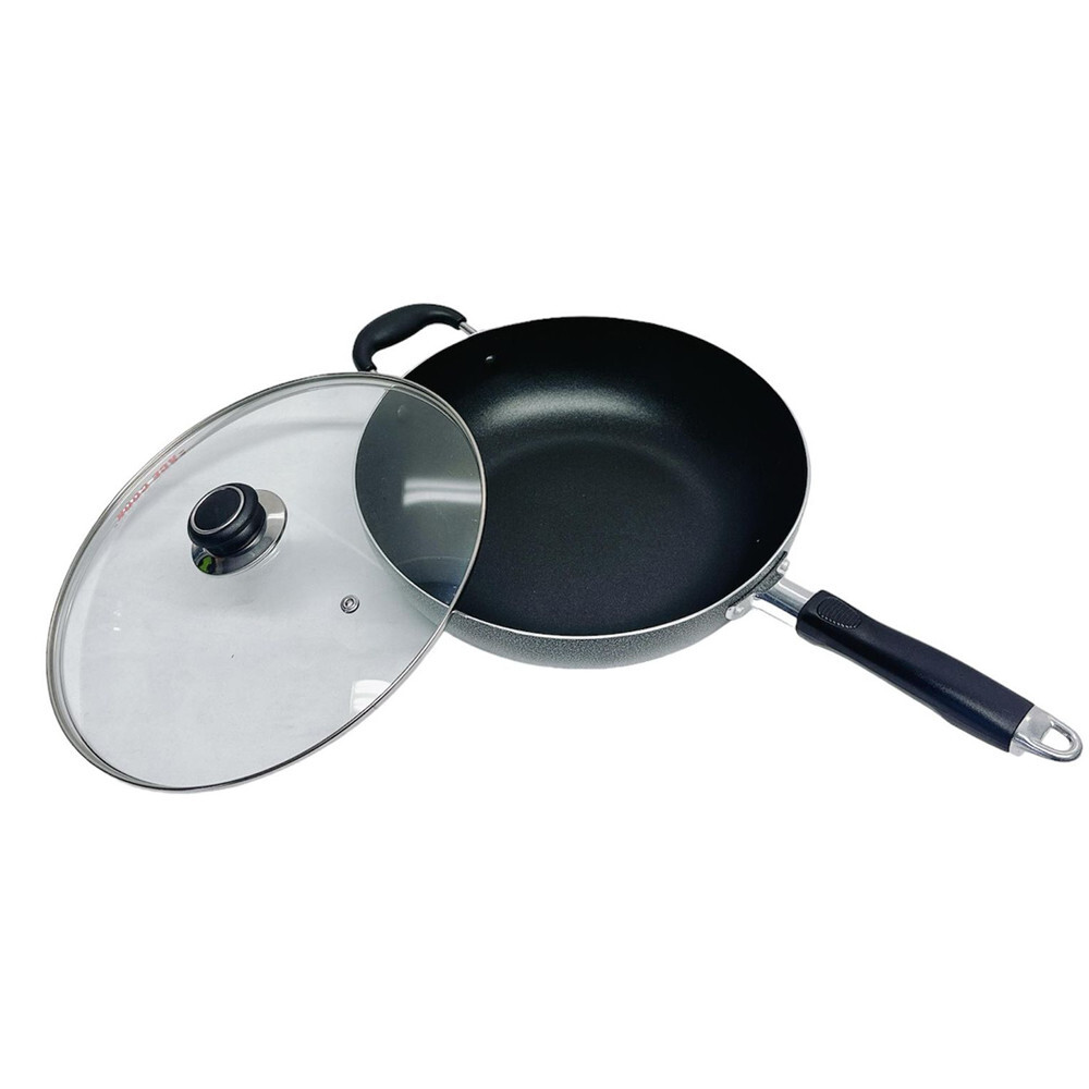 12.5″ Nonstick Wok Pan with Lid, Dishwasher and Oven Safe Skillet, Non Stick Pan