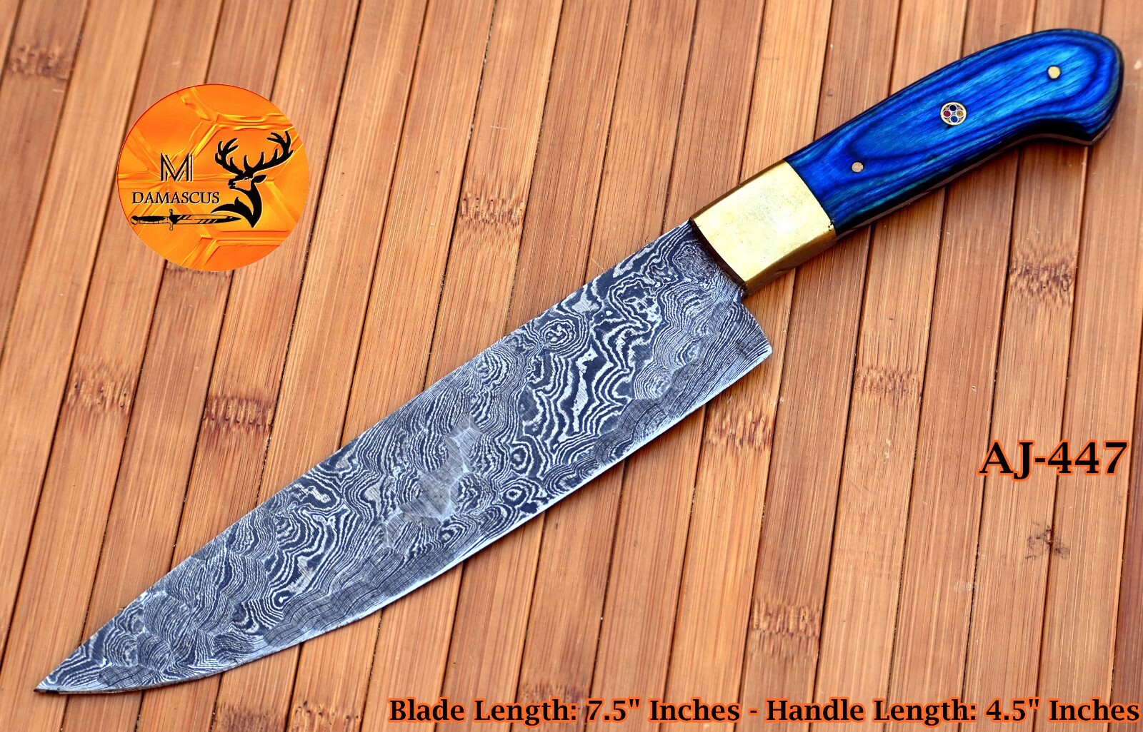 CUSTOM HANDMADE FORGED DAMASCUS STEEL CHEF KNIFE KITCHEN KNIFE 447
