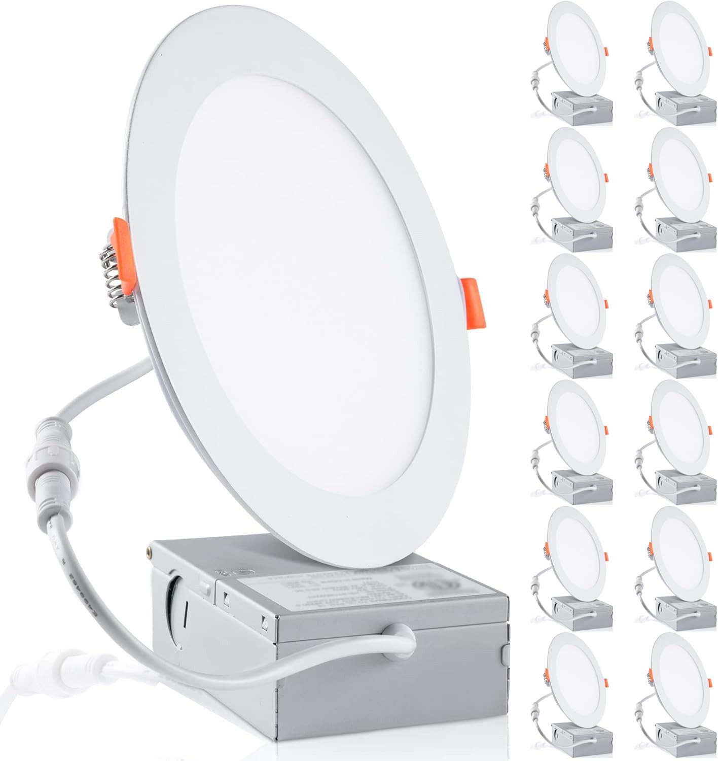 12-Pack 6 Inch LED Recessed Lights 6500K Daylight Ultra-Thin Canless Wafer Downl