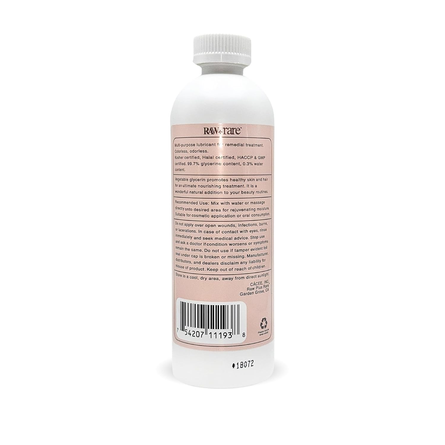 Kosher & Halal Certified Vegetable Glycerin Liquid – 16 Oz for Crafting & Care