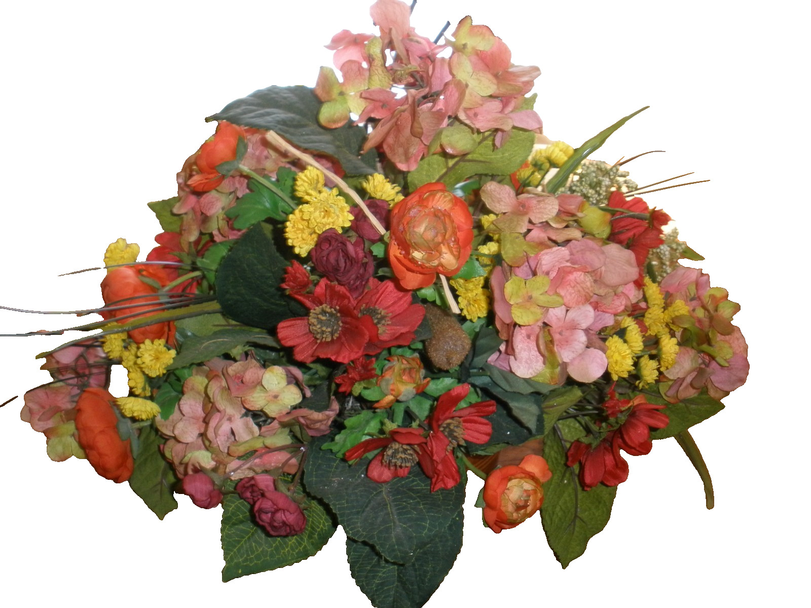 Beautiful Artificial Flower Floral Arrangement Red, Yellow, Orange 18″x15″x14″