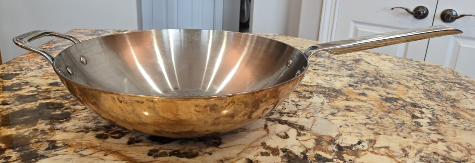 Williams Sonoma Professional Cookware 12” Copper and Stainless Steel-lined Wok