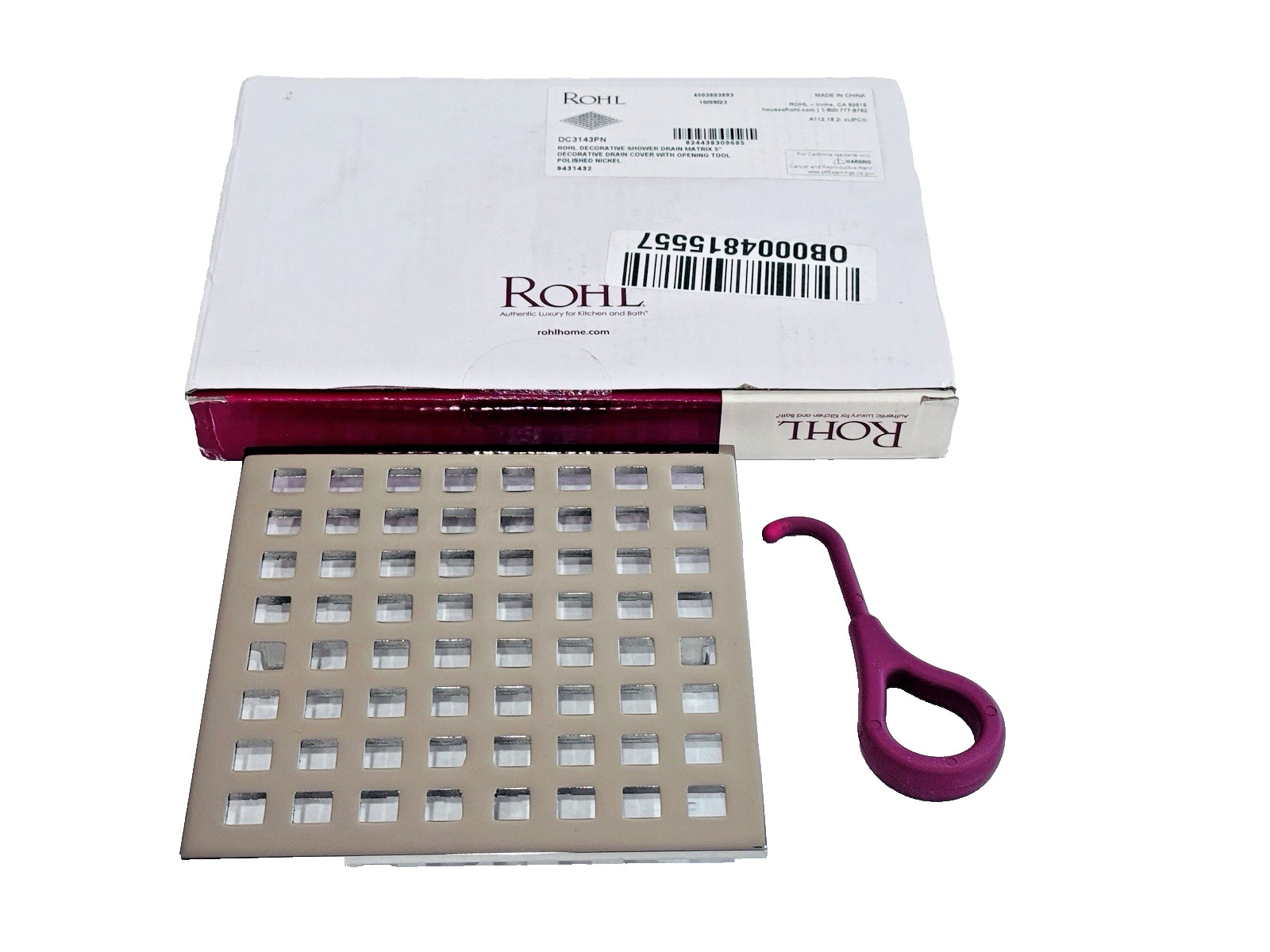Rohl DC3143PN Polished Nickel 5″ x 5″ Matrix Decorative Shower Drain Cover