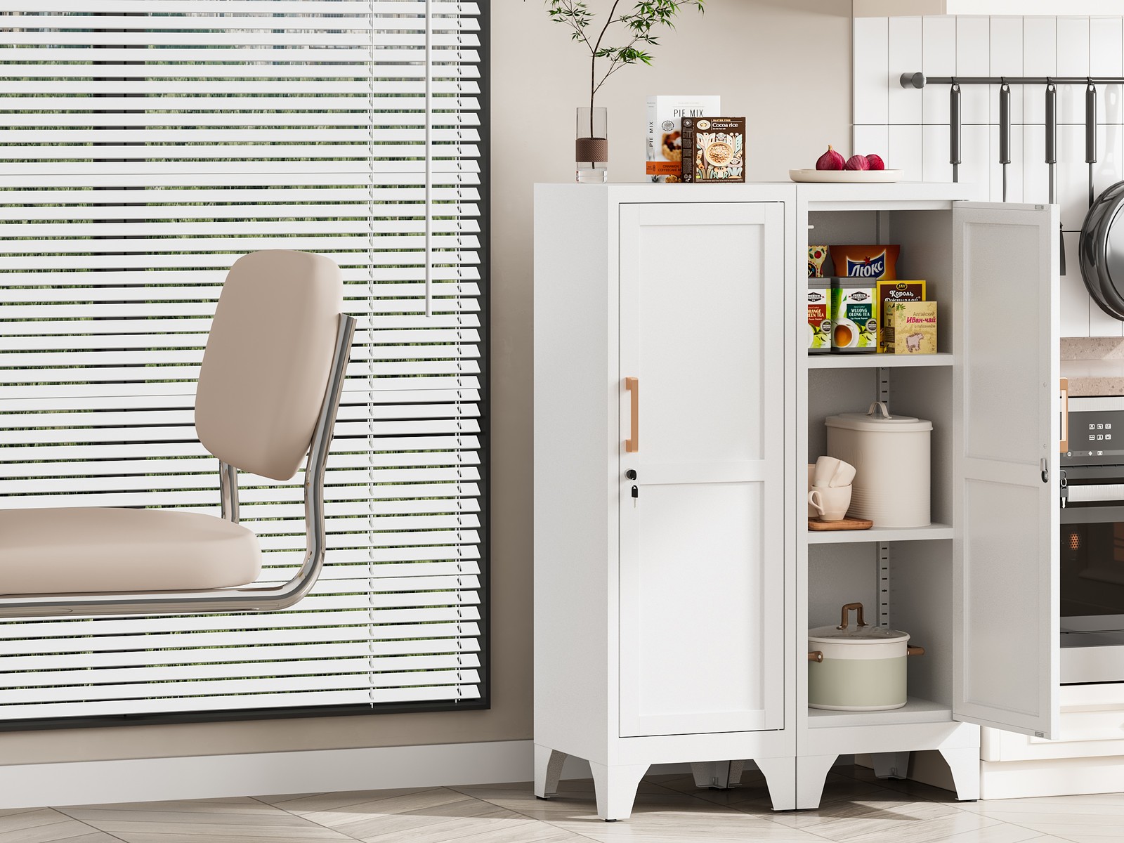 Kitchen Pantry Storage Cabinet, Lockable Bathroom Storage Cabinet With Shelves