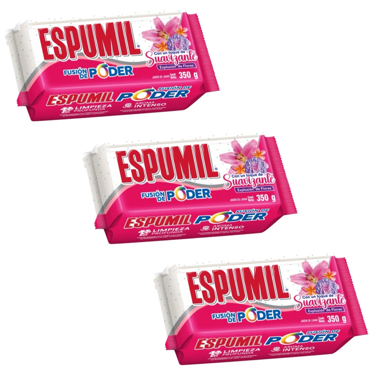 3X ESPUMIL Jabón p/Ropa Explosión de Flores 🇲🇽 Bar Laundry Soap, 350g, 3 Pack