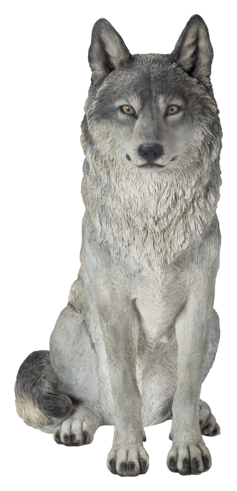 Exclusive-Sitting Wolf Resin Garden Statue, Garden/Home Decor, Large Wild Animal