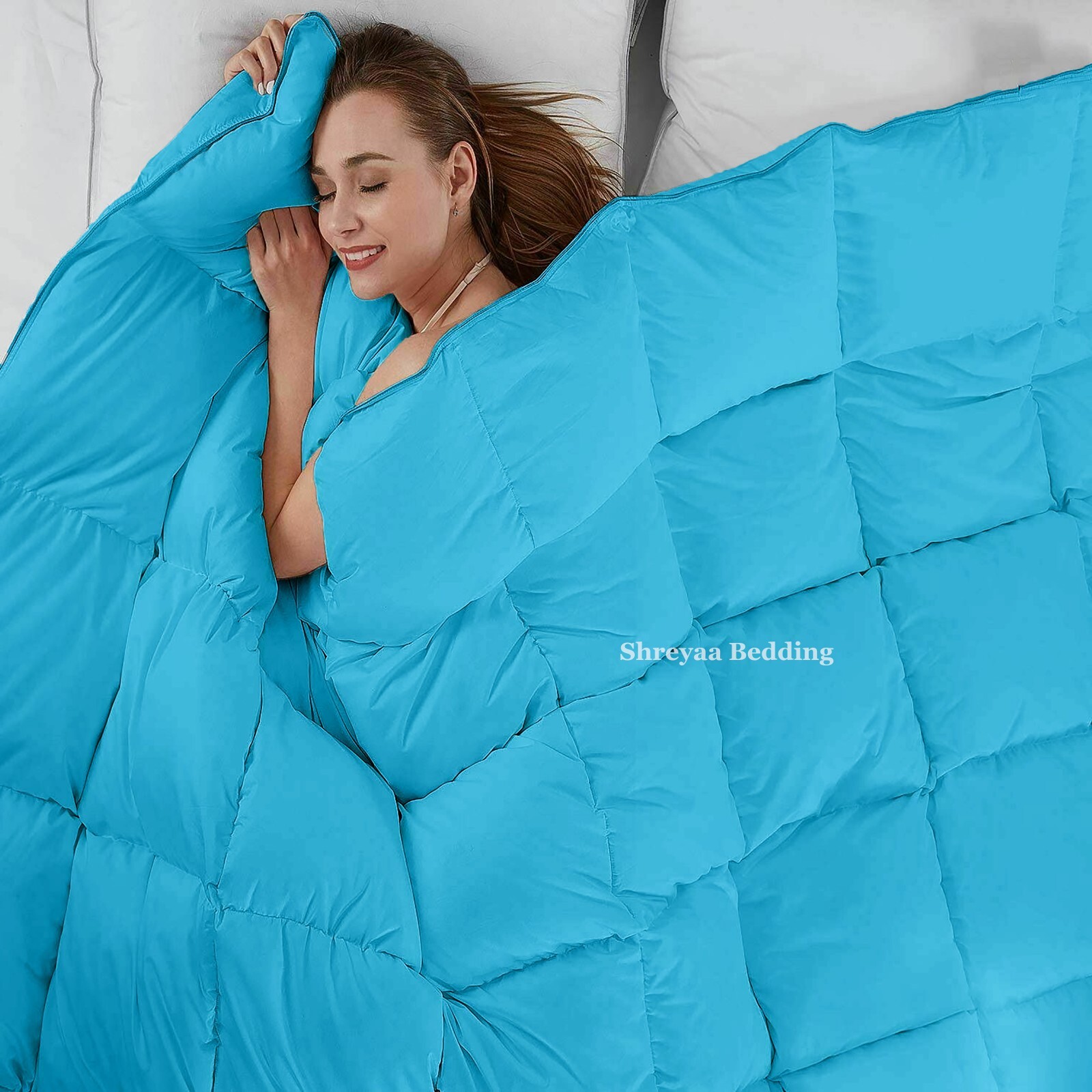 Aqua Blue Solid Down Alternative Comforter OR Sets 1000 TC Egyptian Cotton