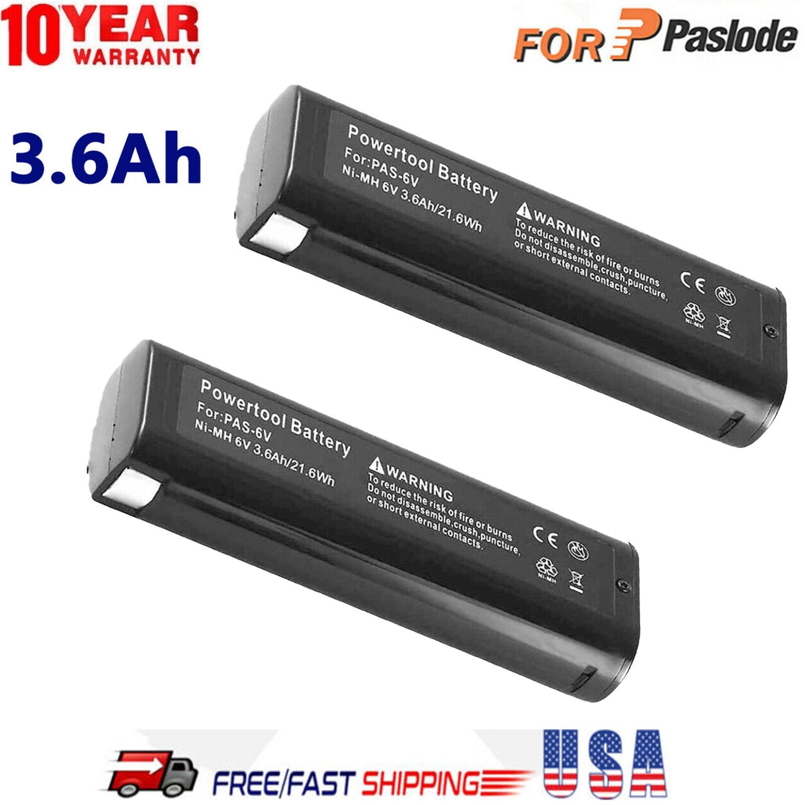 2-PACK For Paslode Impulse 6V 3600mAh 404717 Ni-MH Battery Nailer 900400 900420