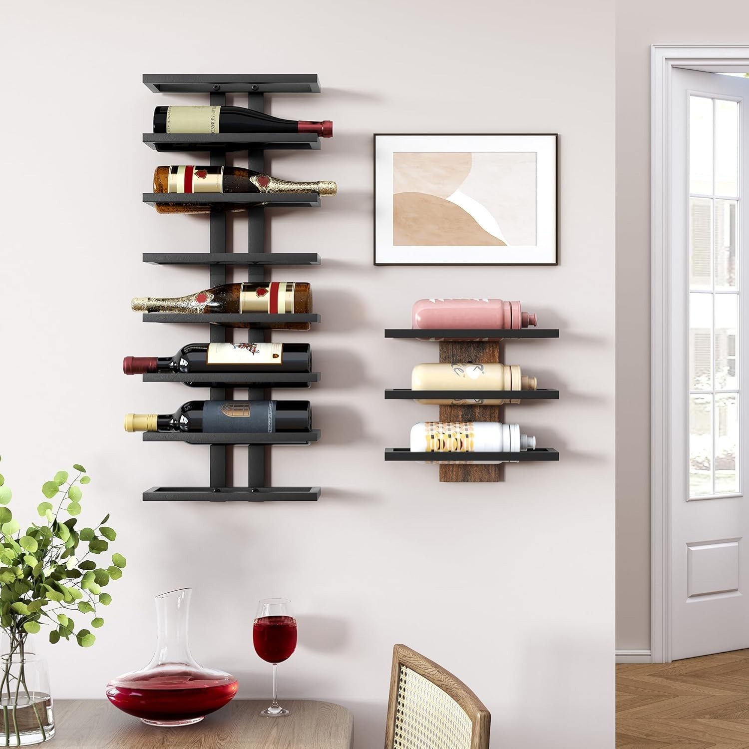 8 Tier Wall Mount Wine Rack, Wall Racks for Wine Bottles Display and Storage,…